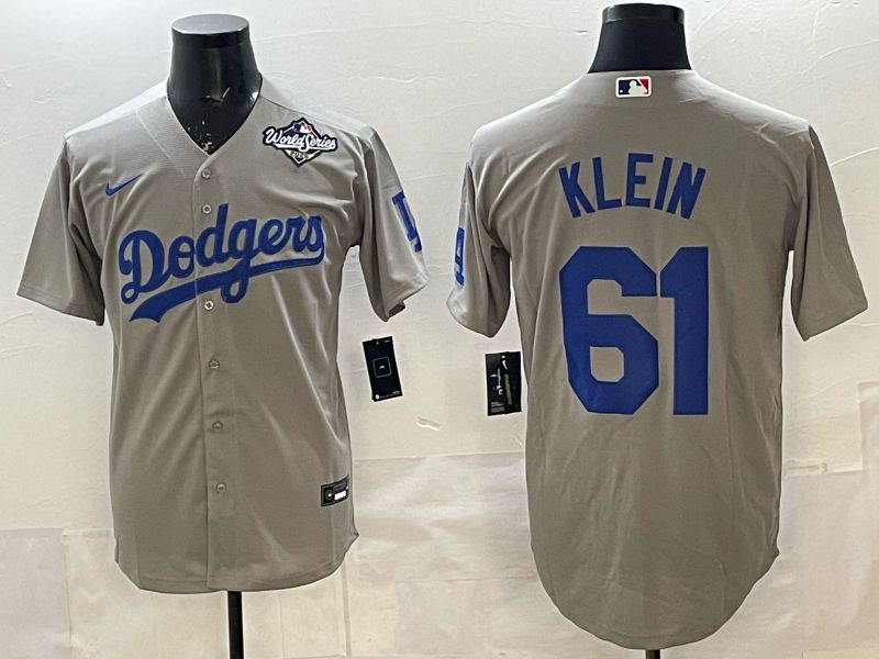 Men 2025 Nike Los Angeles Dodgers #61 Klein Grey Game MLB Jersey 012